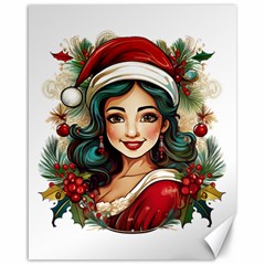 Young Woman With Santa Claus Clothes Isolated Illustration Wb Canvas 16  X 20 