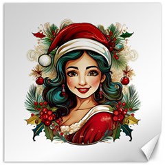 Young Woman With Santa Claus Clothes Isolated Illustration Wb Canvas 20  X 20 