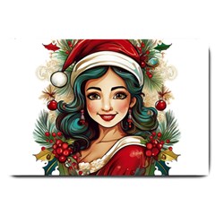 Young Woman With Santa Claus Clothes Isolated Illustration Wb Large Doormat