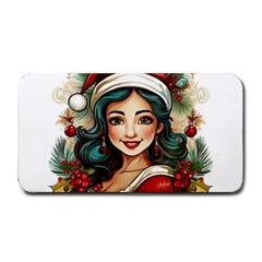 Young Woman With Santa Claus Clothes Isolated Illustration Wb Medium Bar Mat