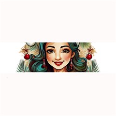 Young Woman With Santa Claus Clothes Isolated Illustration Wb Large Bar Mat