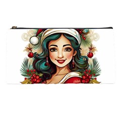 Young Woman With Santa Claus Clothes Isolated Illustration Wb Pencil Cases by dflcprintsclothing