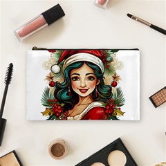 Young Woman With Santa Claus Clothes Isolated Illustration Wb Cosmetic Bag (medium) by dflcprintsclothing