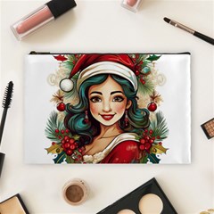 Young Woman With Santa Claus Clothes Isolated Illustration Wb Cosmetic Bag (large)