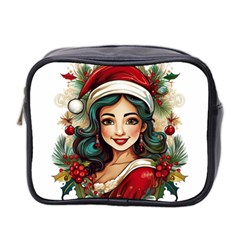 Young Woman With Santa Claus Clothes Isolated Illustration Wb Mini Toiletries Bag (two Sides)