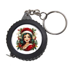 Young Woman With Santa Claus Clothes Isolated Illustration Wb Measuring Tape