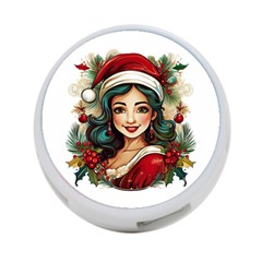 Young Woman With Santa Claus Clothes Isolated Illustration Wb 4-port Usb Hub (two Sides)