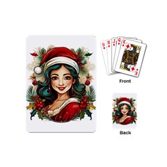 Young Woman With Santa Claus Clothes Isolated Illustration Wb Playing Cards Single Design (mini)