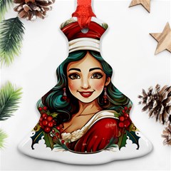 Young Woman With Santa Claus Clothes Isolated Illustration Wb Christmas Tree Ornament (two Sides)