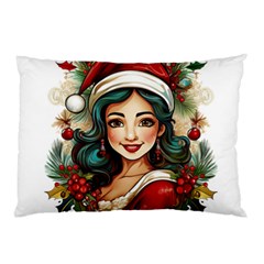 Young Woman With Santa Claus Clothes Isolated Illustration Wb Pillow Case (two Sides)