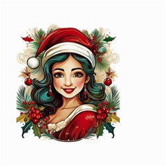 Young Woman With Santa Claus Clothes Isolated Illustration Wb Small Garden Flag (two Sides)