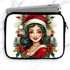 Young Woman With Santa Claus Clothes Isolated Illustration Wb Apple Ipad 2/3/4 Zipper Cases