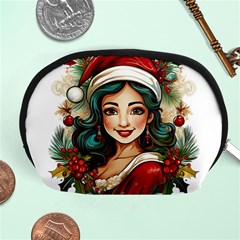 Young Woman With Santa Claus Clothes Isolated Illustration Wb Accessory Pouch (medium)