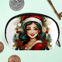 Young Woman With Santa Claus Clothes Isolated Illustration Wb Accessory Pouch (large)