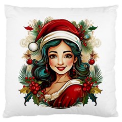 Young Woman With Santa Claus Clothes Isolated Illustration Wb Standard Premium Plush Fleece Cushion Case (one Side)