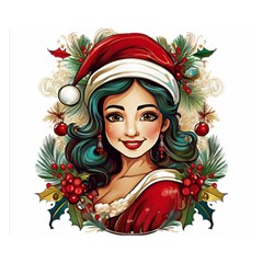 Young Woman With Santa Claus Clothes Isolated Illustration Wb Two Sides Premium Plush Fleece Blanket (kids Size)