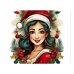 Young Woman With Santa Claus Clothes Isolated Illustration Wb Two Sides Premium Plush Fleece Blanket (large) by dflcprintsclothing