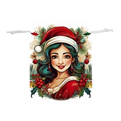 Young Woman With Santa Claus Clothes Isolated Illustration Wb Lightweight Drawstring Pouch (m)