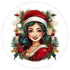 Young Woman With Santa Claus Clothes Isolated Illustration Wb Round Trivet by dflcprintsclothing