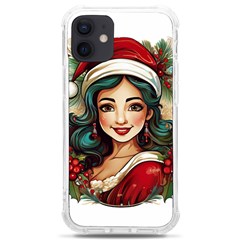 Young Woman With Santa Claus Clothes Isolated Illustration Wb Iphone 12 Mini Tpu Uv Print Case	 by dflcprintsclothing