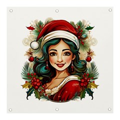 Young Woman With Santa Claus Clothes Isolated Illustration Wb Banner And Sign 3  X 3  by dflcprintsclothing