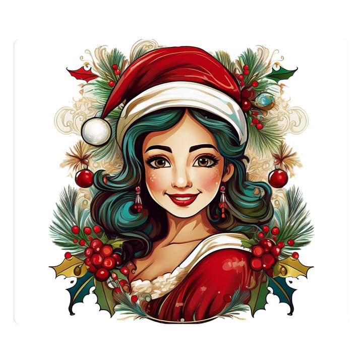 Young Woman With Santa Claus Clothes Isolated Illustration Wb Premium Plush Fleece Blanket (Small)