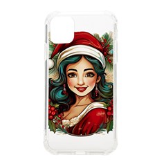 Young Woman With Santa Claus Clothes Isolated Illustration Wb Iphone 11 Tpu Uv Print Case