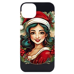 Young Woman With Santa Claus Clothes Isolated Illustration Wb Iphone 14 Plus Black Uv Print Pc Hardshell Case by dflcprintsclothing