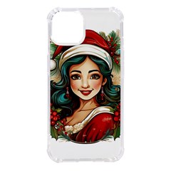 Young Woman With Santa Claus Clothes Isolated Illustration Wb Iphone 14 Tpu Uv Print Case