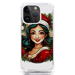 Young Woman With Santa Claus Clothes Isolated Illustration Wb Iphone 14 Pro Tpu Uv Print Case by dflcprintsclothing