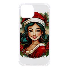 Young Woman With Santa Claus Clothes Isolated Illustration Wb Iphone 13 Tpu Uv Print Case by dflcprintsclothing