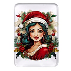 Young Woman With Santa Claus Clothes Isolated Illustration Wb Rectangular Glass Fridge Magnet (4 Pack) by dflcprintsclothing