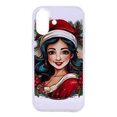 Young Woman With Santa Claus Clothes Isolated Illustration Wb Iphone 16 Tpu Uv Print Case by dflcprintsclothing