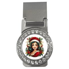 Young Woman With Santa Claus Clothes Isolated Illustration Wb Money Clips (cz) 