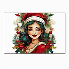 Young Woman With Santa Claus Clothes Isolated Illustration Wb Postcards 5  X 7  (pkg Of 10) by dflcprintsclothing