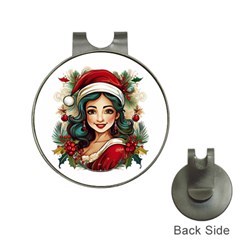 Young Woman With Santa Claus Clothes Isolated Illustration Wb Hat Clips With Golf Markers