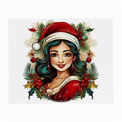 Young Woman With Santa Claus Clothes Isolated Illustration Wb Small Glasses Cloth