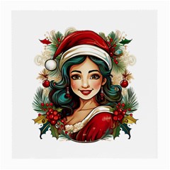 Young Woman With Santa Claus Clothes Isolated Illustration Wb Medium Glasses Cloth