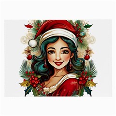 Young Woman With Santa Claus Clothes Isolated Illustration Wb Large Glasses Cloth