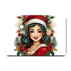 Young Woman With Santa Claus Clothes Isolated Illustration Wb Small Doormat