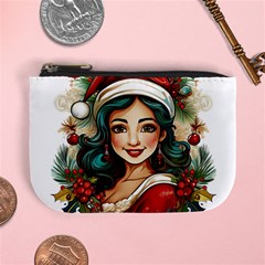 Young Woman With Santa Claus Clothes Isolated Illustration Wb Mini Coin Purse