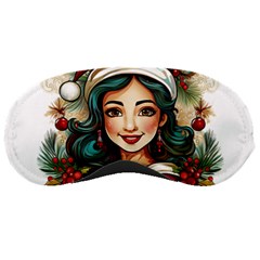 Young Woman With Santa Claus Clothes Isolated Illustration Wb Sleep Mask