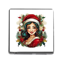 Young Woman With Santa Claus Clothes Isolated Illustration Wb Memory Card Reader (square 5 Slot)