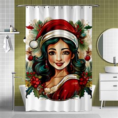 Young Woman With Santa Claus Clothes Isolated Illustration Wb Shower Curtain 48  X 72  (small)  by dflcprintsclothing