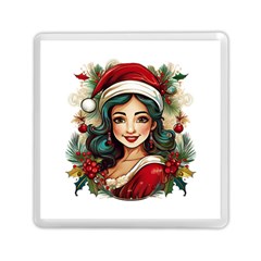 Young Woman With Santa Claus Clothes Isolated Illustration Wb Memory Card Reader (square)