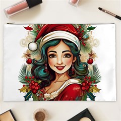 Young Woman With Santa Claus Clothes Isolated Illustration Wb Cosmetic Bag (xxl)