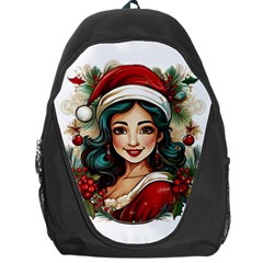 Young Woman With Santa Claus Clothes Isolated Illustration Wb Backpack Bag