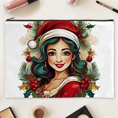 Young Woman With Santa Claus Clothes Isolated Illustration Wb Cosmetic Bag (xxxl)