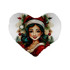 Young Woman With Santa Claus Clothes Isolated Illustration Wb Standard 16  Premium Heart Shape Cushions