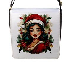 Young Woman With Santa Claus Clothes Isolated Illustration Wb Flap Closure Messenger Bag (l)